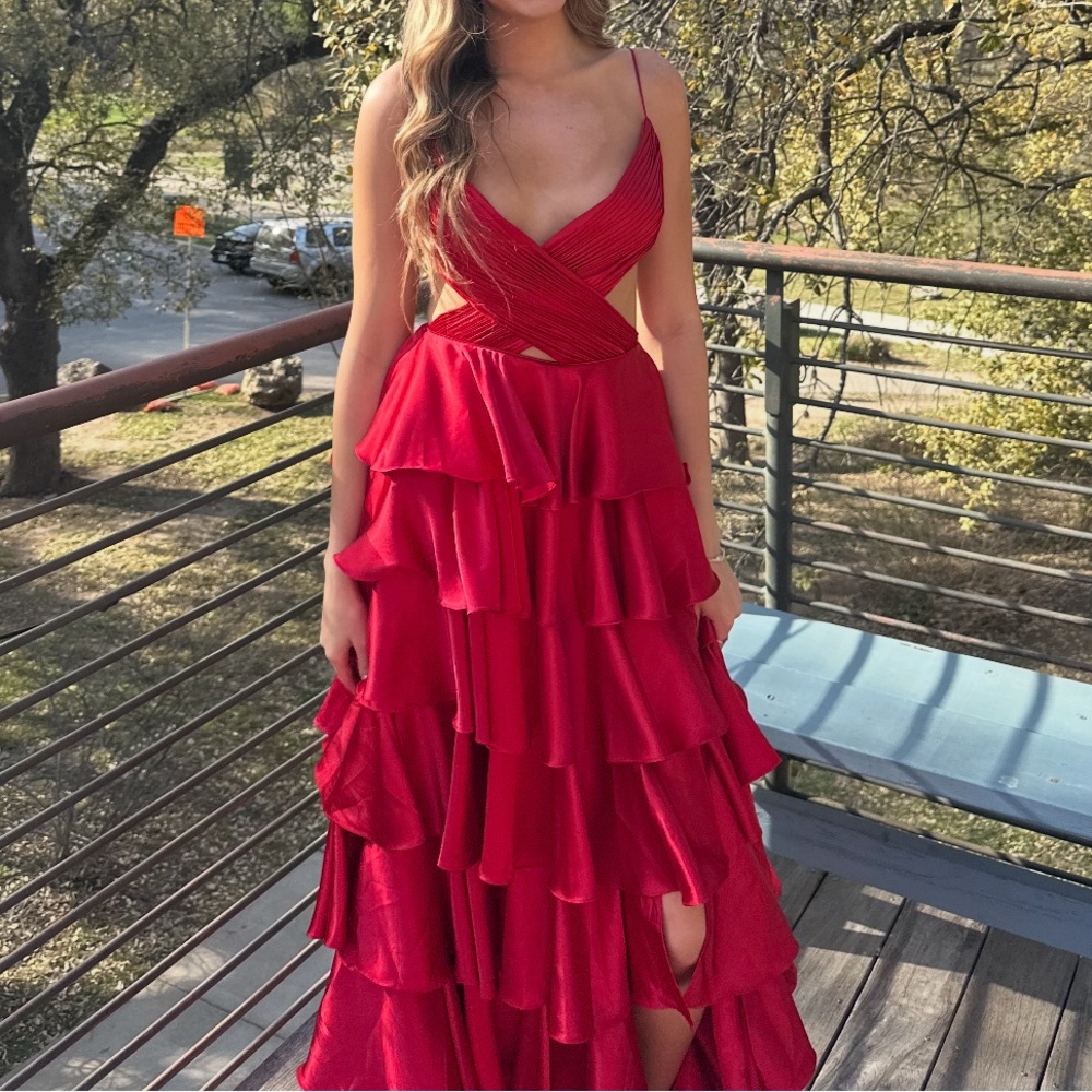 Elegant Red Layered Dress